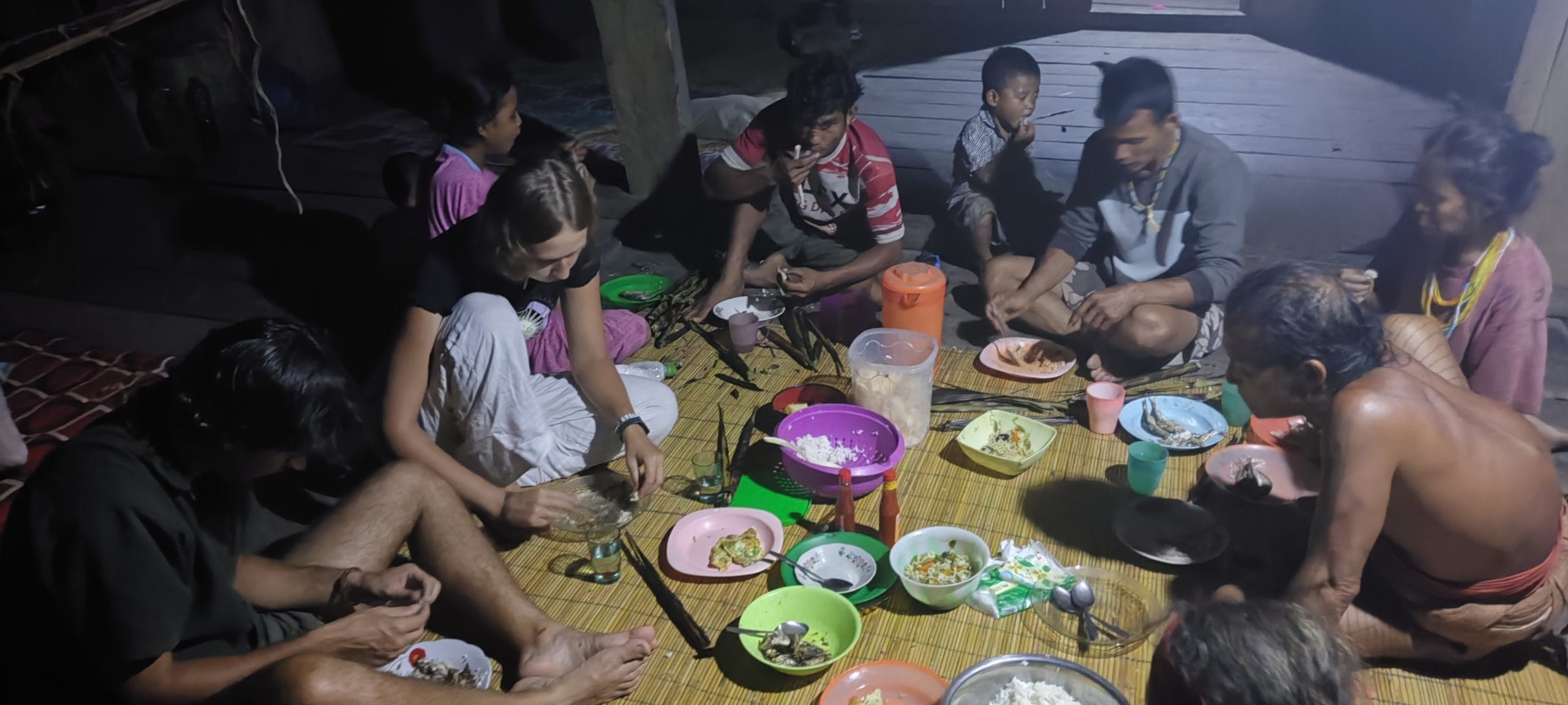 Eating with Sikerei family Mentawai