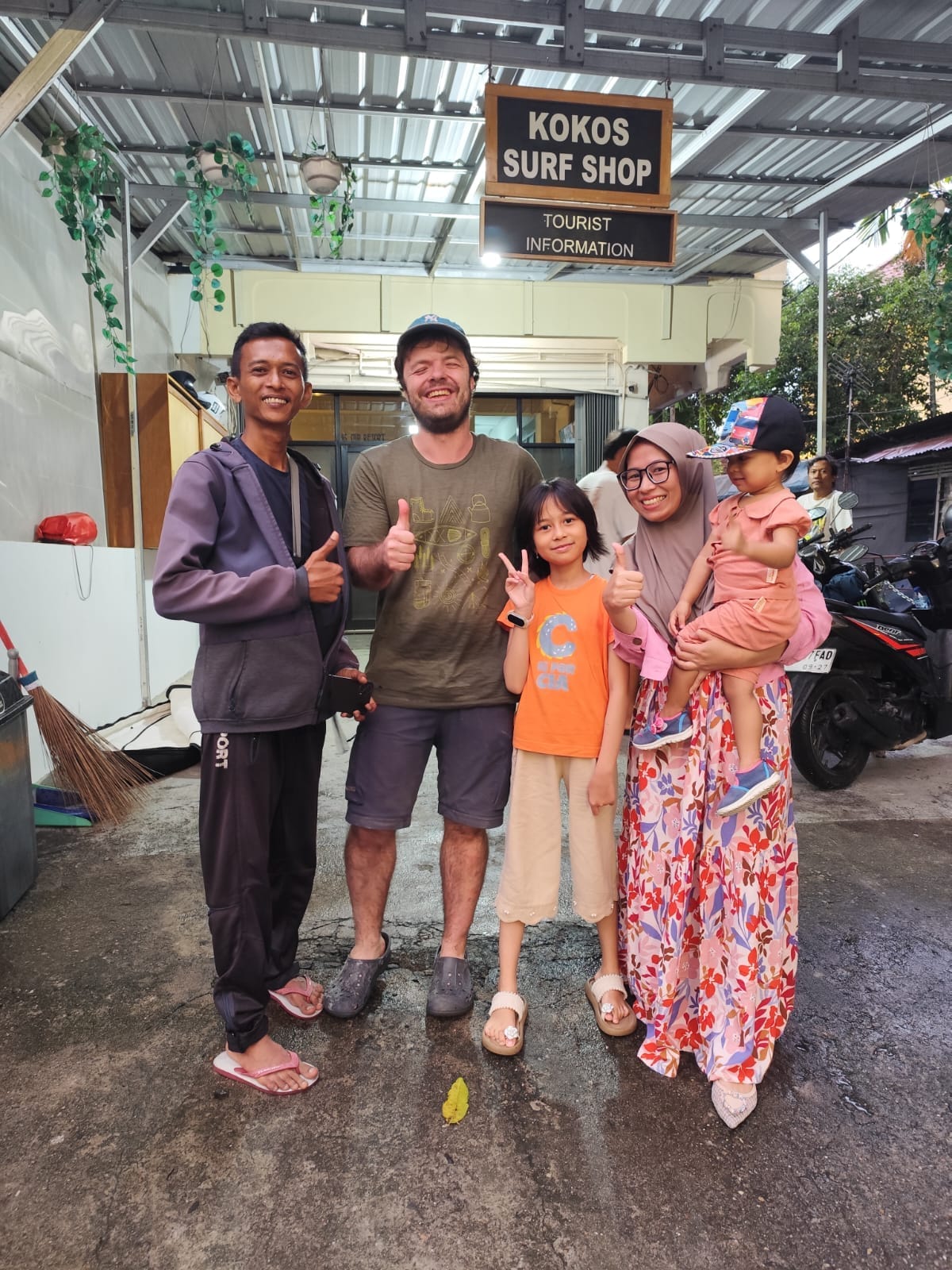Etienne with Andrian's family on Siberut Island — Pulau Asli Tour guest