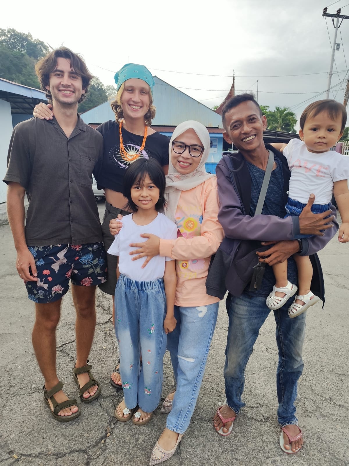 Mateus with Andrian's family on Siberut Island — Pulau Asli Tour guest