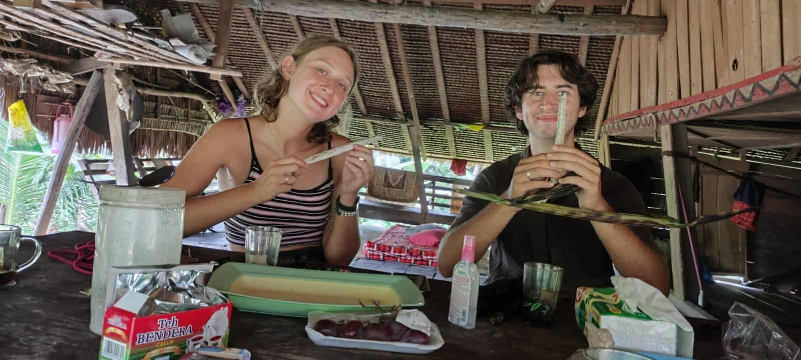 Mentawai sago processing — traditional food preparation, Siberut Island